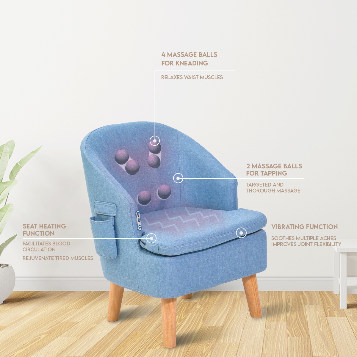 Home Massage Sofa Chair, Tapping & Roller Massage with Sooth heating