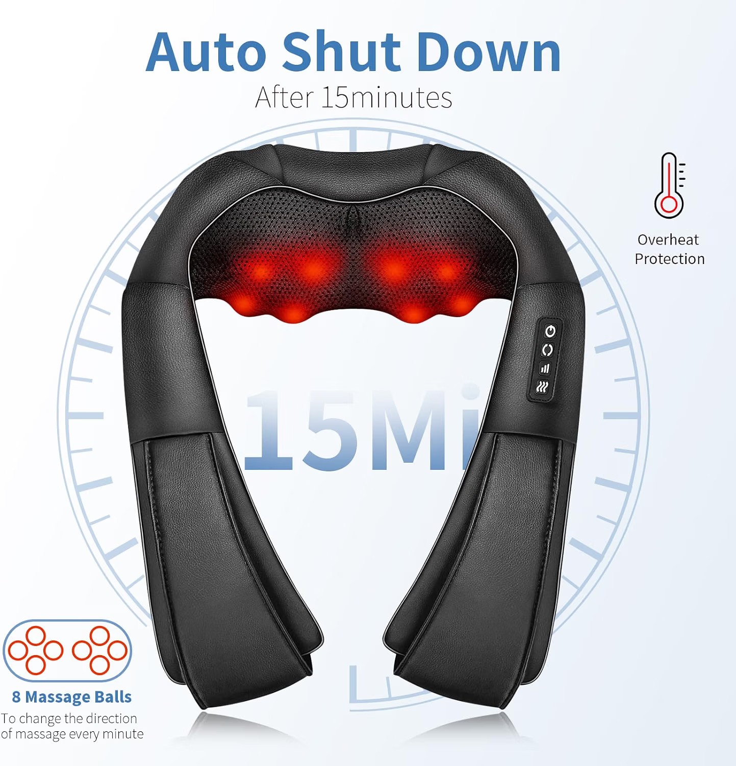 Shiatsu Neck & Back Massager with Heat - Deep Tissue Pain Relief for Shoulder 
